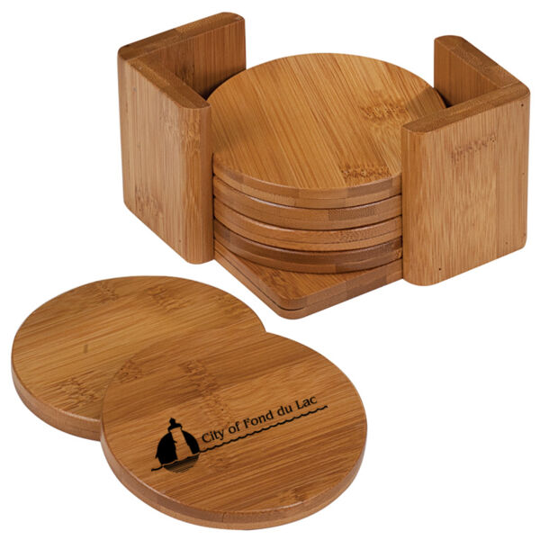 Fond du Lac - Bamboo Round Coaster (6) and Holder Thumbnail