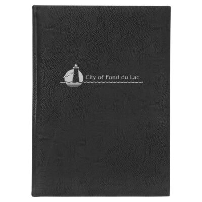 Fond du Lac - 7" x 9 3/4" Black/Silver Laserable Leatherette Sketch Book-Unlined Paper  Thumbnail